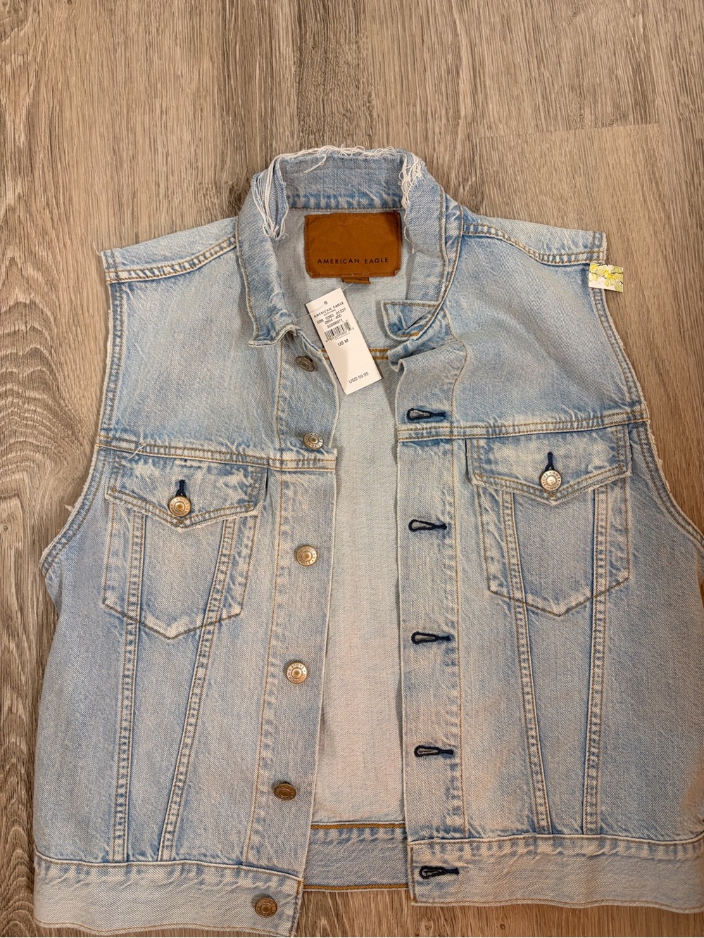 American Eagle Outfitters Light Wash Denim Vest